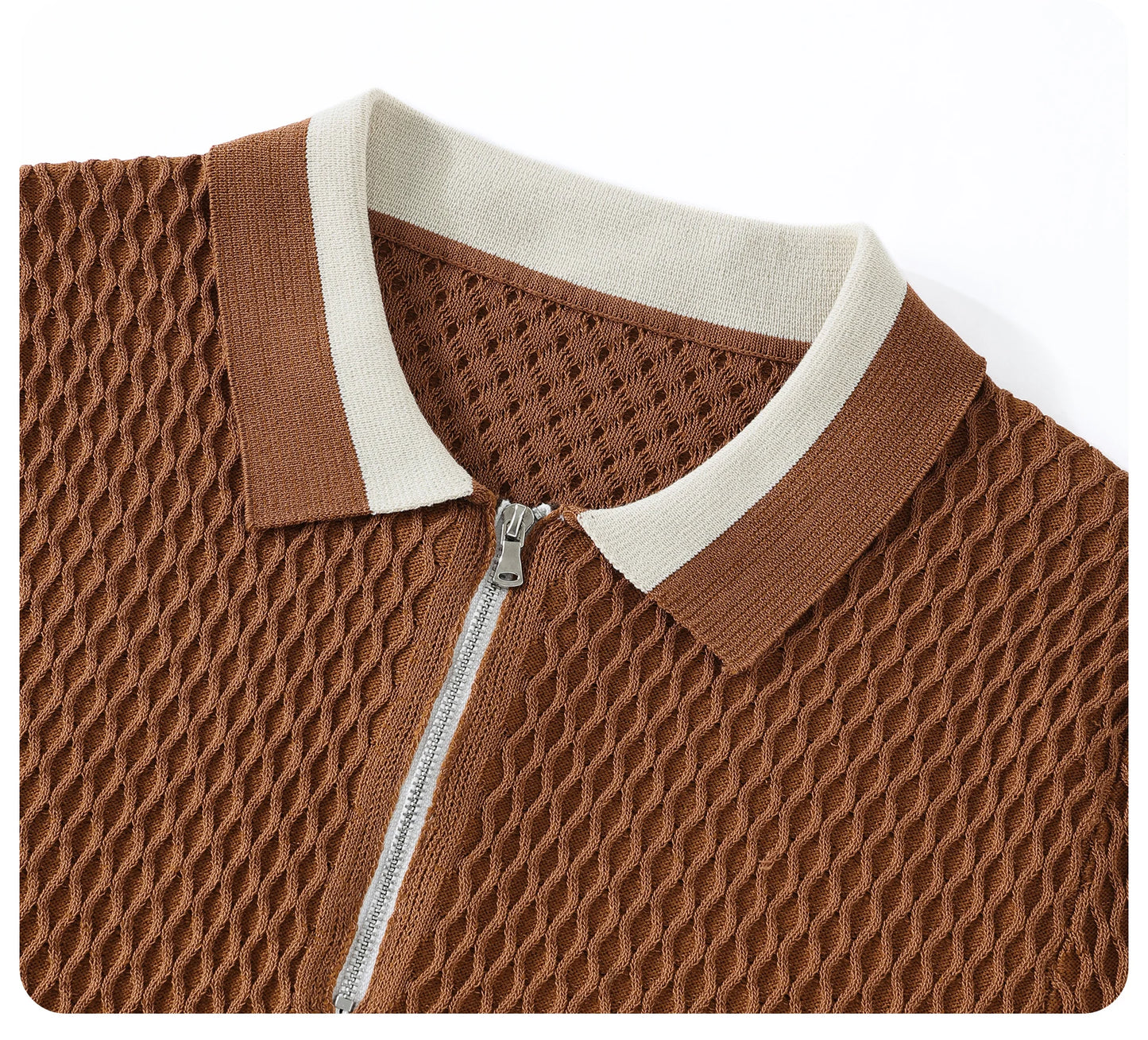 Casual V-Neck Knitted Jacquard Polo Shirt